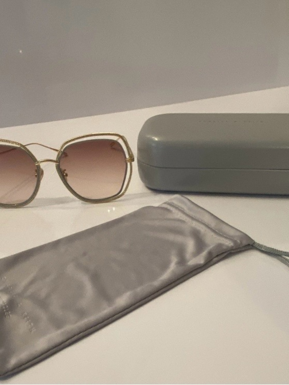 Charles & Keith Gold Frame Sunglasses with Pink Gradient Lenses